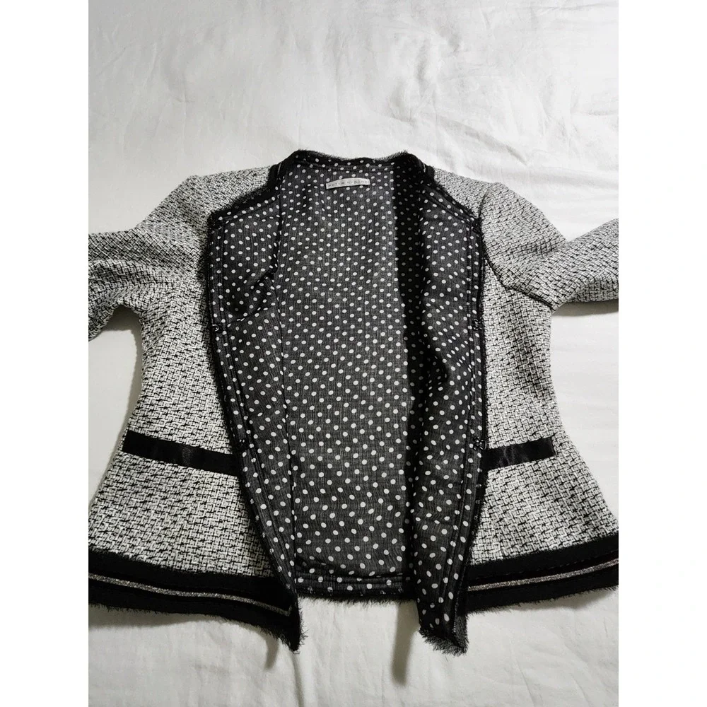 PETER NYGARD Women's Lined Coat Knit Black White Pockets‎ Size S